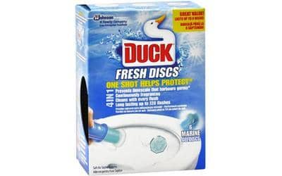 a box of duck fresh discs toilet sanitiser